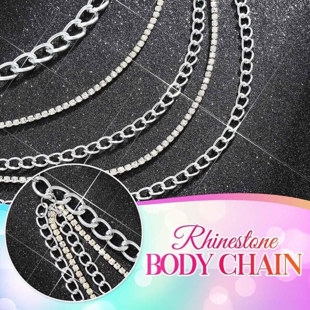 Multilayer Waist Chain Belt Silver Crystal Belly Jewelry Body Accessories for Wo - Picture 7 of 7